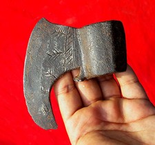Vintage Ancien Original Rare Main & Sculpté Unique Forme Repasser Hache Tête