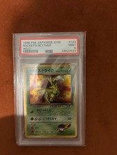 1998 Pokemon Japanese Rocket's Scyther 123 Holo Rare Gym PSA 9 MINT Insecateur