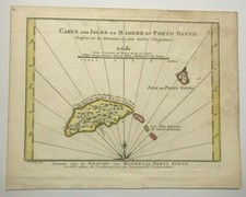 MADEIRA & PORTO SANTO 1752 NICOLAS BELLIN OLD COLORS NICE ANTIQUE SEA CHART 