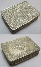 Boite à double couvercle en métal 19e siècle poudrier tabatière snuff box