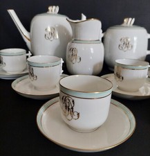 Service à café six tasses porcelaine de Paris monogramme or Napoléon III