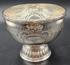 Grande Coupe ancienne, Métal argenté, Décor victorien, Poinçons anglais, 675 gr