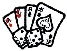 ag67★Cubes Cartes Poker Casino Ecusson Repassage Application Patch 9 x 6,5 cm