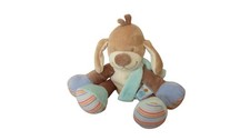 Peluche chien marron bleu -