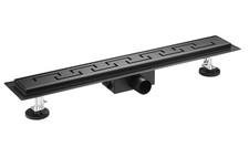 CANIVEAU DE DOUCHE 70cm EN INOX BLACK MATT, STERFPUT DE DOUCHE, HAUTEUR AJUST...