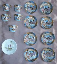 Service à café porcelaine polychrome émaillée & dorée - Japon Geishas +1 Raynaud