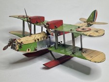 Rare hydravion biplan Meccano, Jouet ancien 1930 avec pilote d’origine, 49 cm