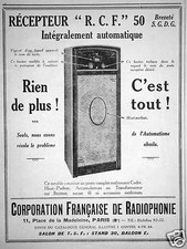 PUBLICITÉ RÉCEPTEUR RCF 50 INTÉGRALEMENT AUTOMATIQUE POSTE COMPLET HAUT PARLEUR