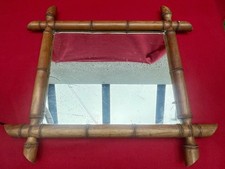 Miroir ancien bois façon bambou 37x31 cm – style Napoléon III vintage
