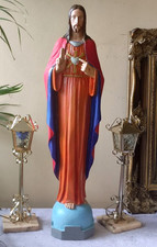 GRANDE STATUE SAINT JESUS CHRIST SACRE COEUR EN PLATRE SACRED HEART - ART DECO