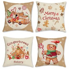 Housse de Coussin Noël Pain d’épices 45 x 45 cm Camion Boulangerie Noël Polye...