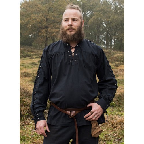 Chemise médiévale noire - , à