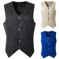 Hommes Col V sans Manche Gilet Veste Gilet Victorien Steampunk Blazer Haut