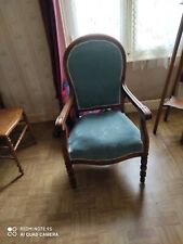 FAUTEUIL VOLTAIRE BLEU A RESTAURER