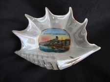 LE TREPORT ancien cendrier porcelaine coquillage souvenir bord de mer , vintage.