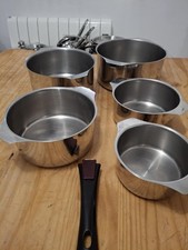 5 casseroles en inox 18-10 et cuivre + manche amovible triplinox Letang et Remy