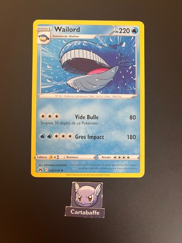 Carte pokémon wailord 032 159 - pokémon,