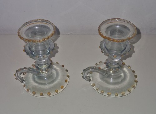 Paire bougeoirs verre à - paire,