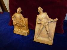 rare paire de robots en platre,années 50 pour ELAUL,Hauteur 14-16cm,serre livre