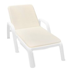 Coussin Longues Chaise Longue Écru Clair Matelas Souple Transat Pliant Jardin