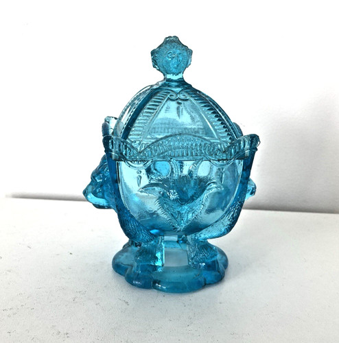 Sucrier verre bleu têtes - bleu,