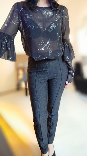 Pantalon noir pailleté neuf - pantalon,