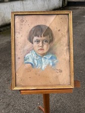 Pastel ancien : Portrait d'une jeune fille