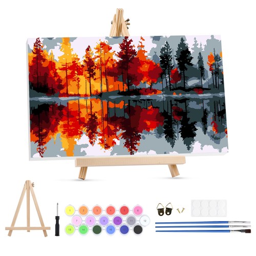 Forêt automne peinture - forêt, d’automne