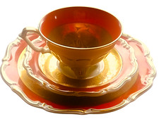 Porcelaine ALKA KUNST Bavaria - Tasse à café + sous-coupe + assiette à gâteaux 