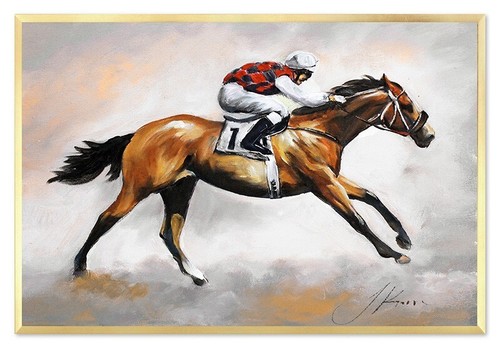 Course chevaux 93x63cm - course,