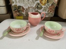 Service Petit Dejeuner Tasses A Cafe Pot A Lait Rose Salin Les Bains Vintage