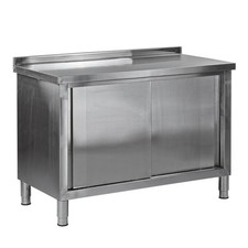 Table de travail inox - 2 portes coulissantes - 120 x 60 cm D17243