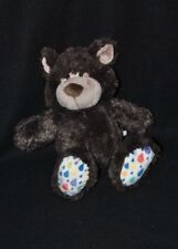 Peluche doudou ours NICI brun marron fonçé dessous pieds blanc color 25 cm NEUF