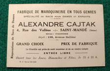 CARTE DE VISITE - FABRIQUE DE MAROQUINERIE - ALEXANDRE CUJTAK - SACS POUR DAMES