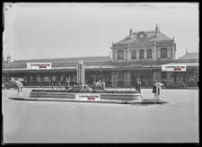 Plaque verre photo ancienne négatif noir et blanc 13x18 cm Vichy gare SNCF train