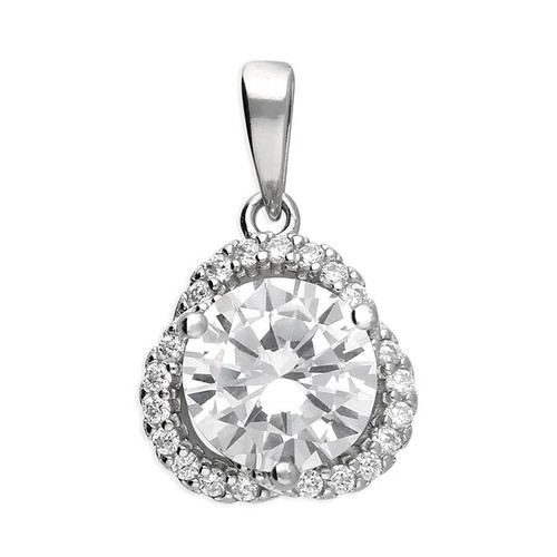 Trèfle halo pendentif argent - trèfle,