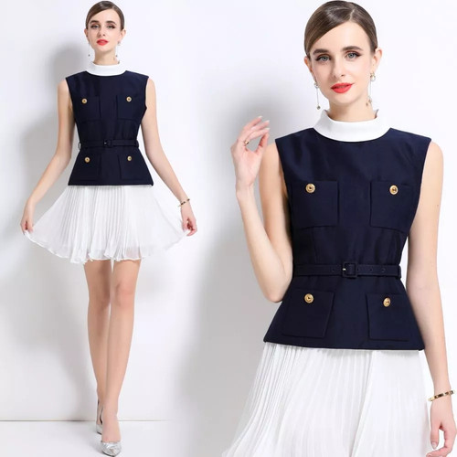 Robe bleu marine - robe, avec