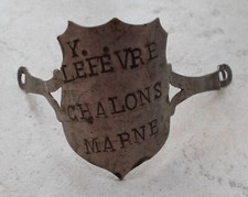 Ancienne plaque vélo Identification France bicyclette headbadge metal silver #12