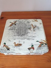 Boite à biscuits vintage Massilly décorée de canards 7x22x24 cm