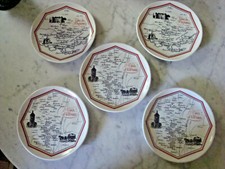 PORCELAINE D'AUTEUIL SERVICE BISTROT LOT 5 ASSIETTE VINS D'ALSACE DE PROVENCE
