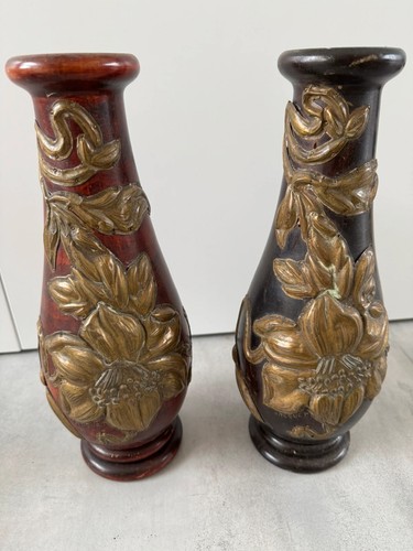 Lot deux vases bois - vases,
