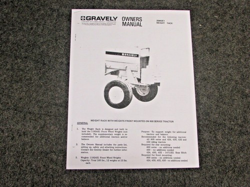 Gravely front weight rack - gravely,
