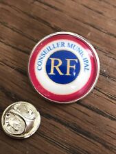 GROS PIN'S 2cm Métal Argenté Conseiller Municipal Cocarde Tricolore RF Mairie