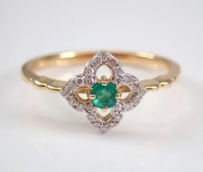 Coupe Ronde Simulé Émeraude Femmes Superbe Bague Mariage 14k or Jaune Plaqué