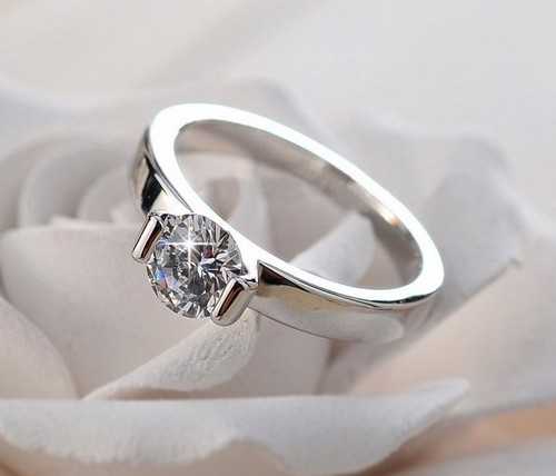 Bague solitaire plaqué - solitaire, or