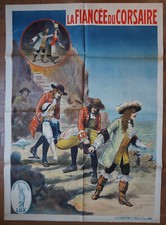 AFFICHE CINEMA MUET LA FIANCEE DU CORSAIRE 1909 LUX - Pathé Gaumont Mélies