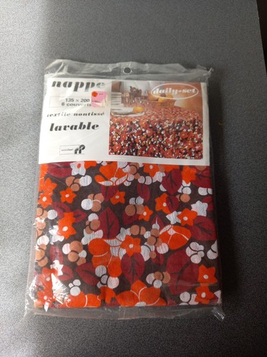Nappe vintage orange fleurs - nappe,