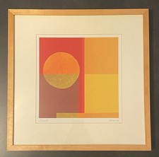 Lithographie Amaina For IKEA " Sunset " Tableau Imprimé Signé 47,5 x 47,5 cm 90s