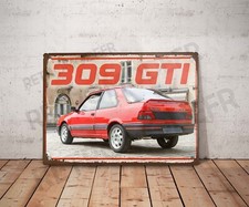 Plaque métal vintage peugeot 309 gti  Enseigne Garage Décoration  Déco atelier