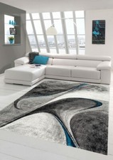 Tapis moderne tapis de salon tapis design en bleu gris